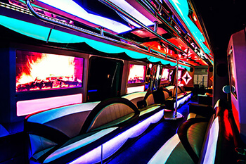 40 passenger party bus with large screens